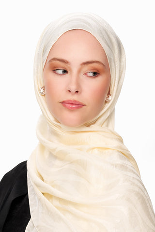 Moi Scarf Dérive de Sable Premium Jakarlı Şal Krem