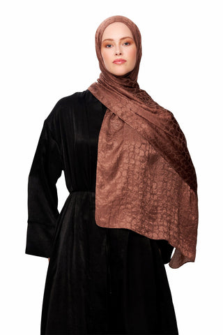 Moi Scarf Perle Premium Jakarlı Şal Tarçın