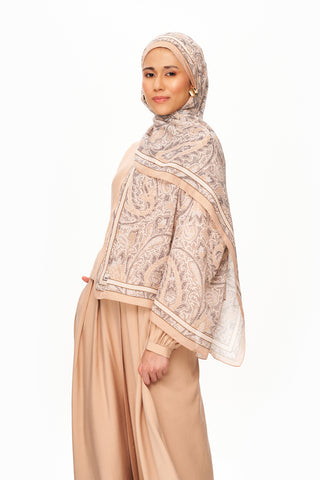 SİLVER ROSE Superior Soft Desenli Şal Bej