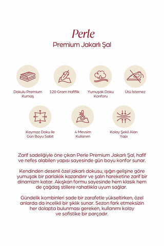 Moi Scarf Perle Premium Jakarlı Şal Acı Kahve