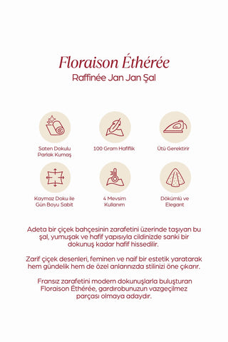 Moi Scarf Floraison Éthérée Raffinée Jan Jan Şal Okyanus Mavi