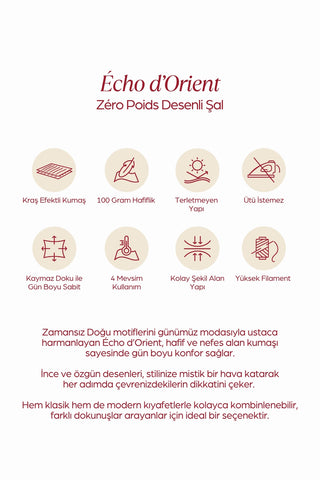 Moi Scarf Écho d’Orient Zéro Poids Desenli Şal Bordo
