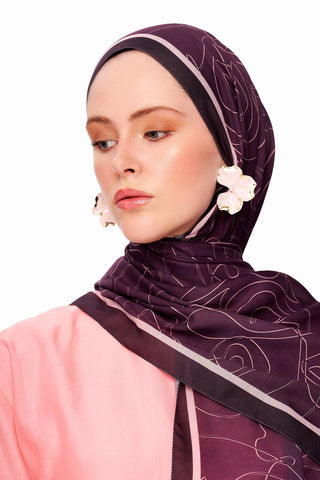 Vian Rose Superior Soft Desenli Şal Mor