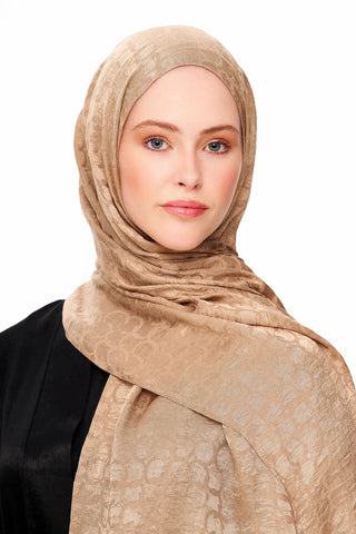 Moi Scarf Perle Premium Jakarlı Şal Latte