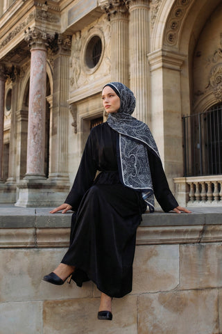 Moi Scarf Pearl Palace Superior Soft Etnik Desenli Şal Siyah