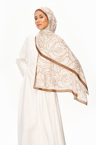 Vian Rose Superior Soft Desenli Şal Ekru