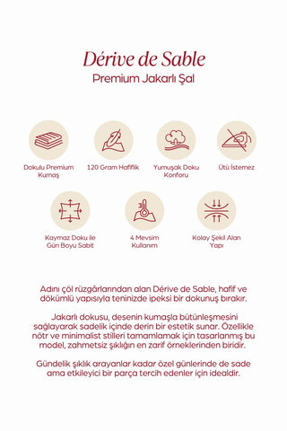 Moi Scarf Dérive de Sable Premium Jakarlı Şal Bordo