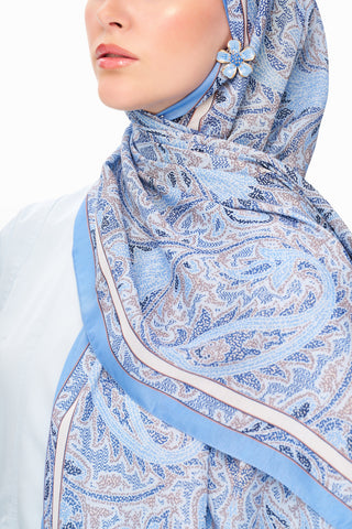 SİLVER ROSE Superior Soft Desenli Şal Mavi