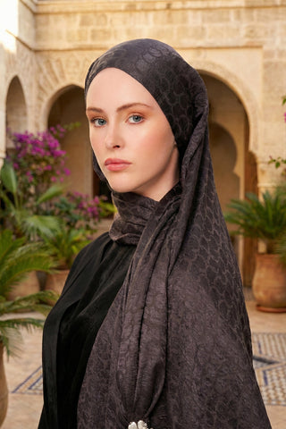 Moi Scarf Perla Premium Jakarlı Şal Antrasit