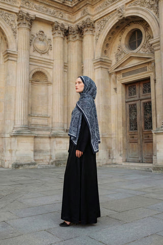 Moi Scarf Pearl Palace Superior Soft Etnik Desenli Şal Siyah