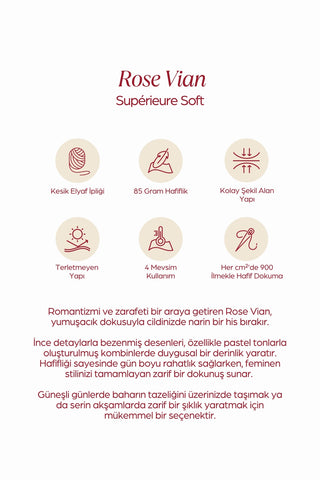 Moi Scarf Rose Vian Supérieure Soft Desenli Şal Lacivert