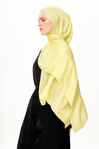 Moi Scarf Perle Premium Jakarlı Şal Sarı