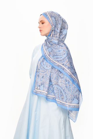 SİLVER ROSE Superior Soft Desenli Şal Mavi