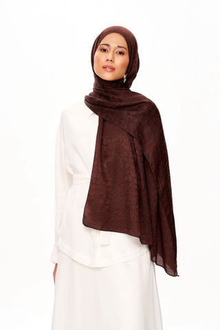 Moi Scarf Perle Premium Jakarlı Şal Acı Kahve