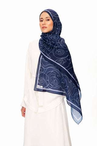 Vian Rose Superior Soft Desenli Şal Lacivert