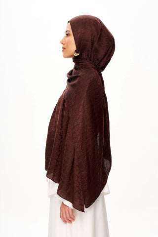 Moi Scarf Perle Premium Jakarlı Şal Acı Kahve