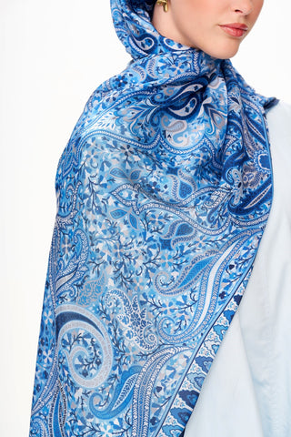 Moi Scarf Tissage Royal Raffiné Jan Jan Şal Koyu Mavi