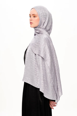 Moi Scarf Perle Premium Jakarlı Şal Gümüş