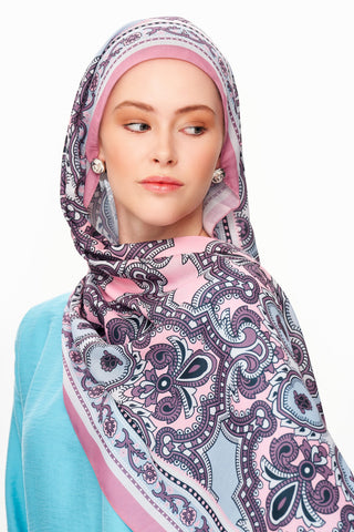 Moi Scarf Ombre Paisley Supérieure Soft Desenli Şal Pembe