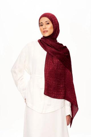 Perla Premium Jakarlı Şal Bordo