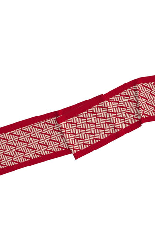 Moi Scarf Kırmızı Renkli, Geometrik Krem Desenli Twilly Fular