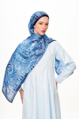 Moi Scarf Tissage Royal Raffiné Jan Jan Şal Koyu Mavi