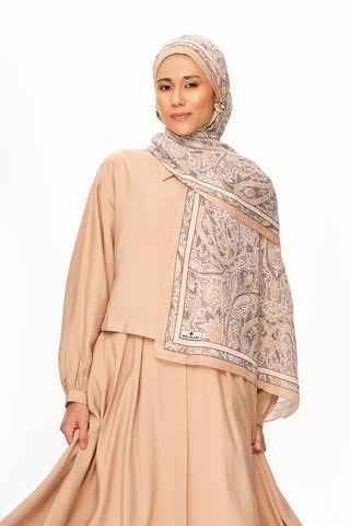 SİLVER ROSE Superior Soft Desenli Şal Bej
