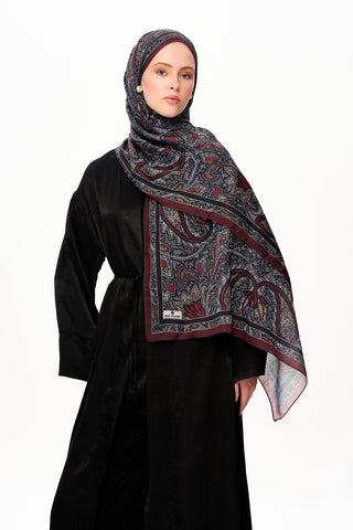SİLVER ROSE Superior Soft Desenli Şal Koyu Bordo