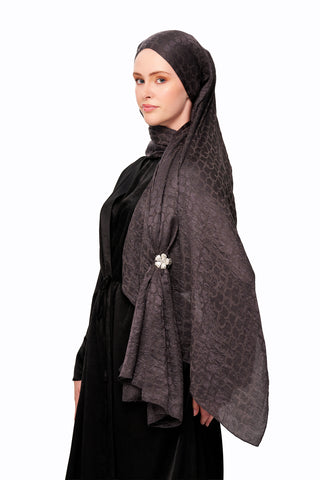 Moi Scarf Perle Premium Jakarlı Şal Antrasit