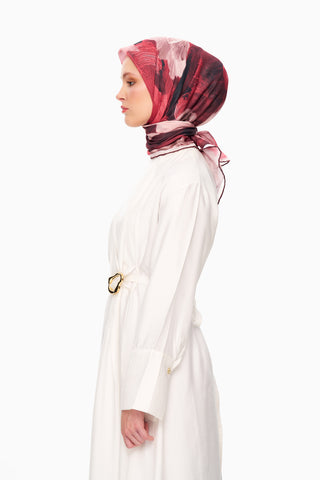 Moi Scarf Fleur de Ciel Square Scarf Claret Red