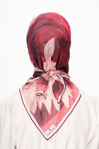 Moi Scarf Fleur de Ciel Square Scarf Claret Red