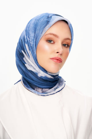 Moi Scarf Fleur de Ciel Kare Eşarp Koyu Mavi