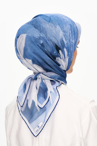 Moi Scarf Fleur de Ciel Kare Eşarp Koyu Mavi