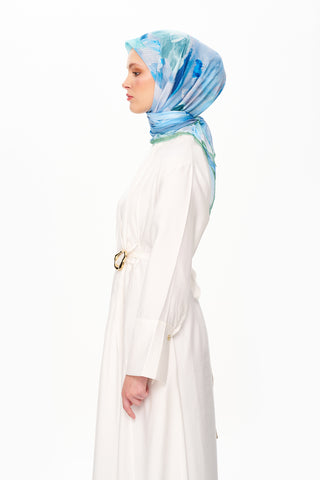 Moi Scarf Fleur de Ciel Kare Eşarp Açık Mavi