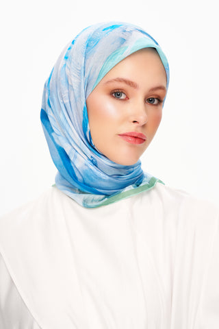 Moi Scarf Fleur de Ciel Kare Eşarp Açık Mavi
