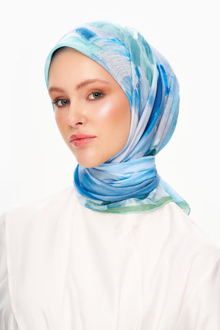 Moi Scarf Fleur de Ciel Kare Eşarp Açık Mavi