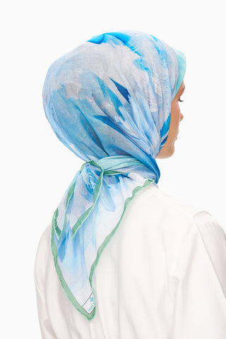 Moi Scarf Fleur de Ciel Kare Eşarp Açık Mavi