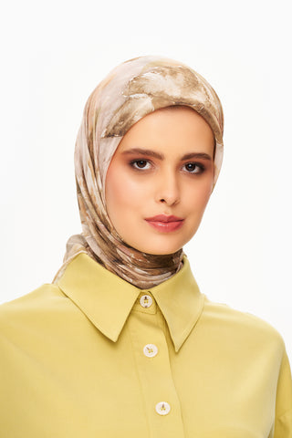 Moi Scarf Fleur d’Ombre Kare Eşarp Açık Kahve
