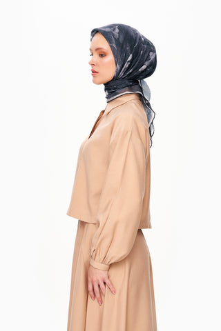 Moi Scarf Fleur d’Ombre Kare Eşarp Koyu Füme