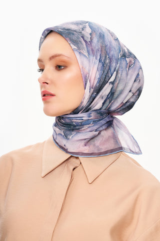 Moi Scarf Fleur d’Ombre Kare Eşarp Mavi
