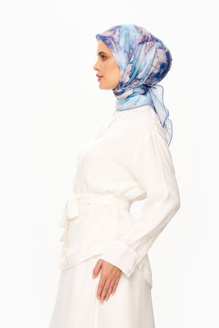 Moi Scarf Fleur d’Ombre Kare Eşarp Açık Mavi