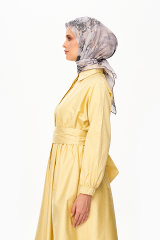 Moi Scarf Voile de Lin Kare Eşarp Gri