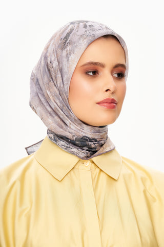 Moi Scarf Voile de Lin Kare Eşarp Gri