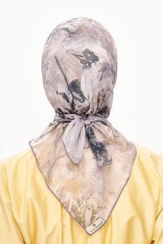Moi Scarf Voile de Lin Kare Eşarp Gri