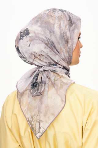 Moi Scarf Voile de Lin Kare Eşarp Gri