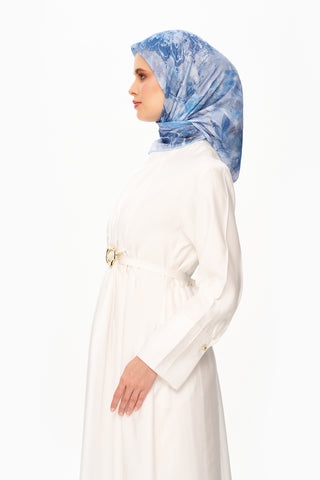 Moi Scarf Voile de Lin Kare Eşarp Mavi