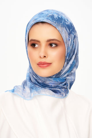 Moi Scarf Voile de Lin Kare Eşarp Mavi