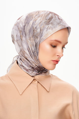 Moi Scarf Voile de Lin Kare Eşarp Bej