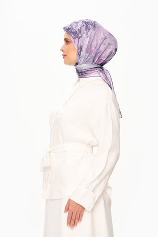 Moi Scarf Voile de Lin Kare Eşarp Lila