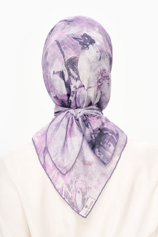 Moi Scarf Voile de Lin Kare Eşarp Lila